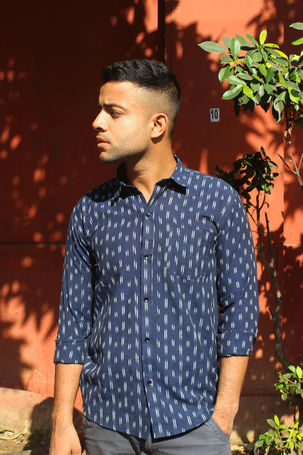 Blue Ikat Full-sleeves Shirt
