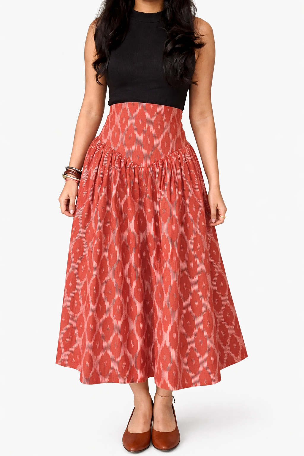 Rust Ikat Corset Skirt