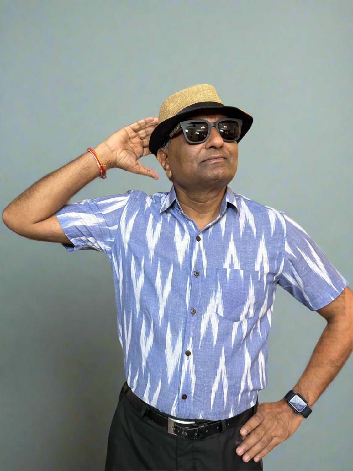 Light Blue Ikat Half sleeves Shirt