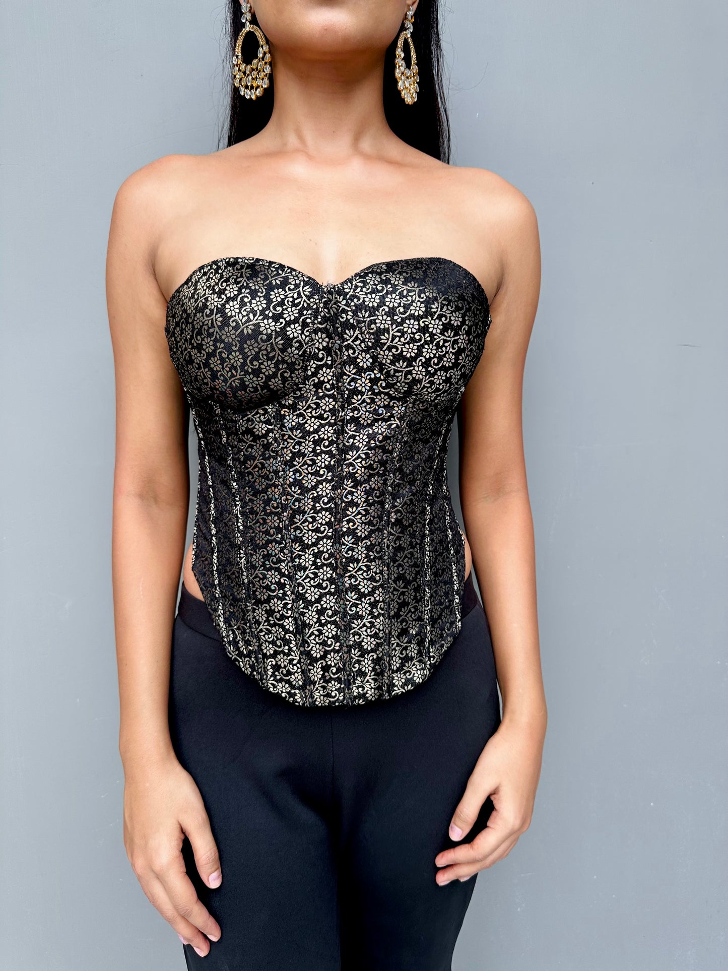 Black brocade corset