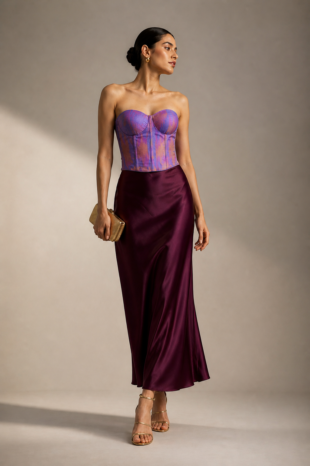 Purple Bhagalpuri Silk Corset