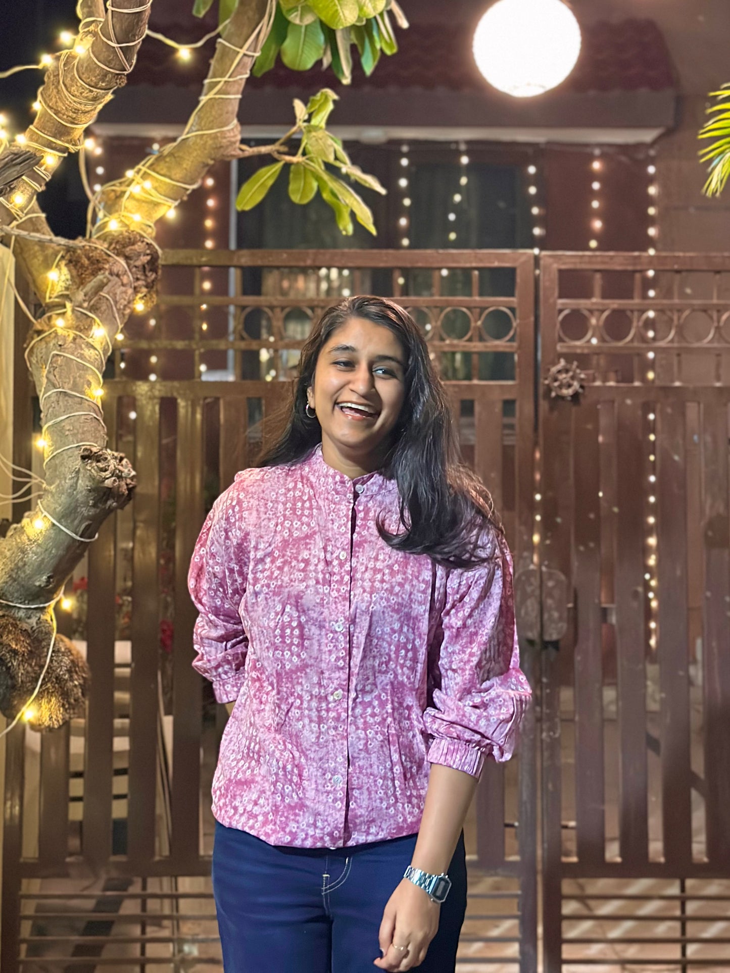 Pink Bandhani print shirt