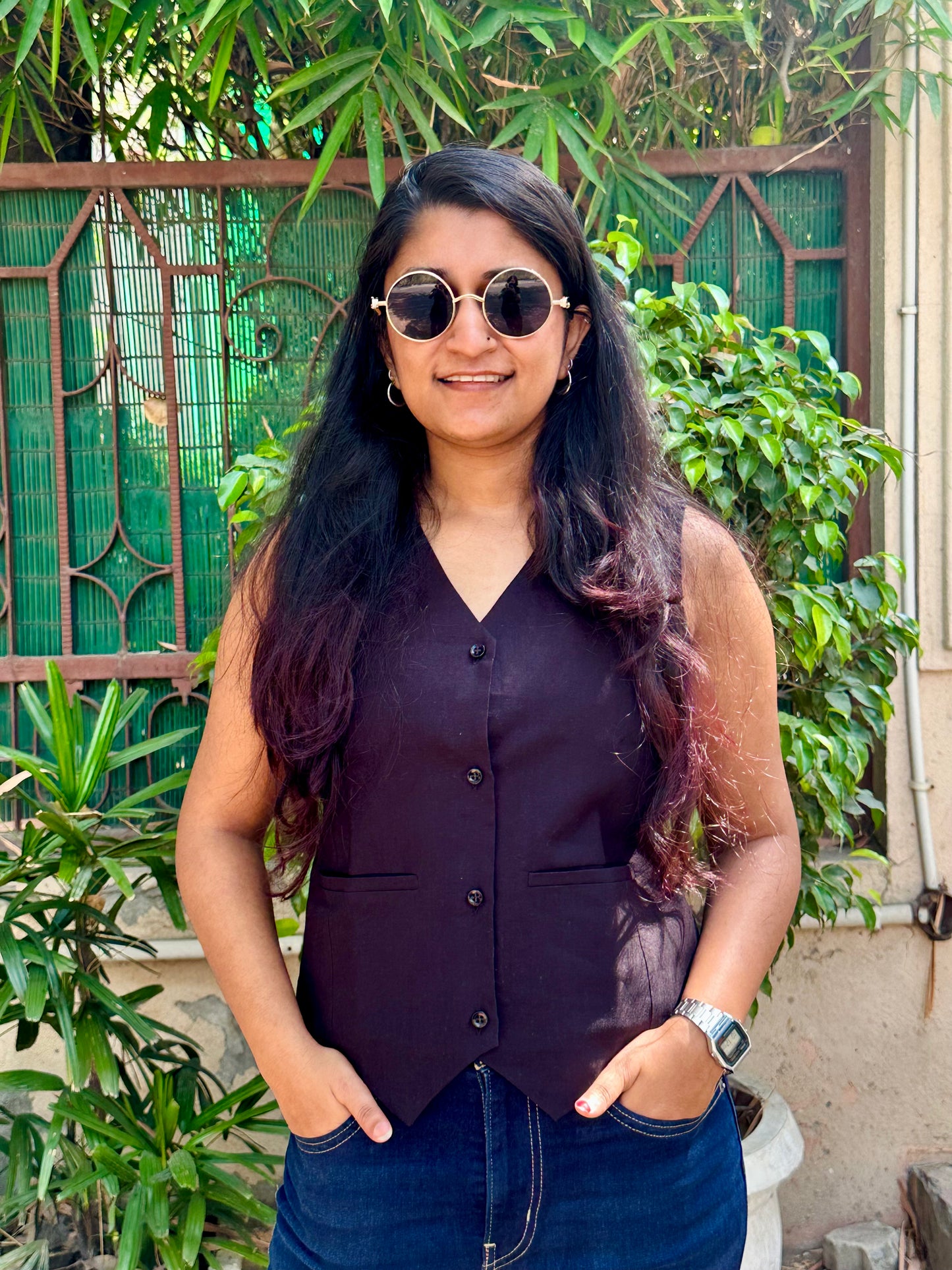 Black Khadi Waistcoat