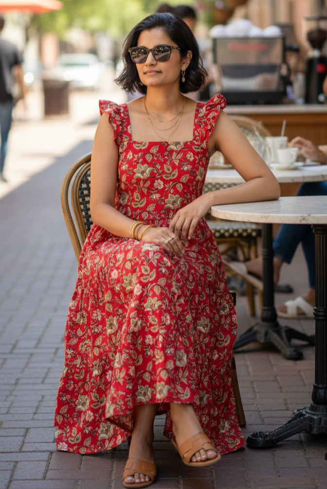 Red Handblock Dress