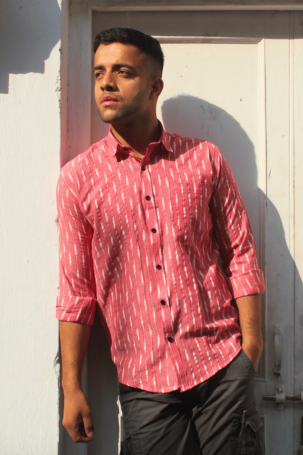 Pink Ikat full-sleeves shirt
