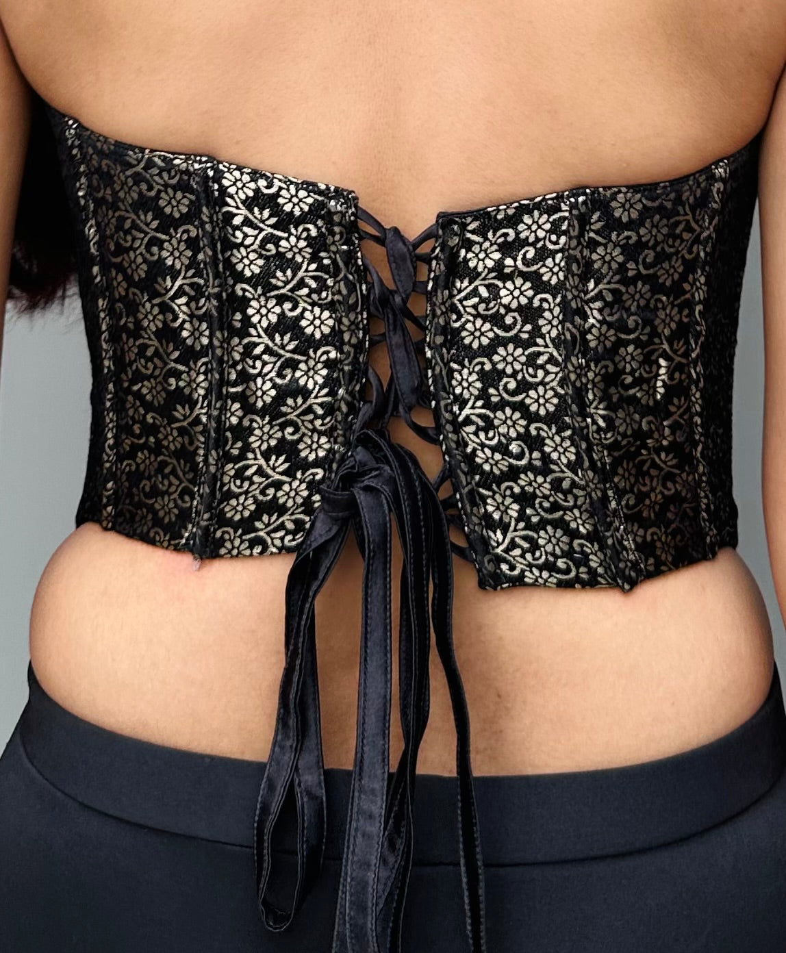 Black brocade corset