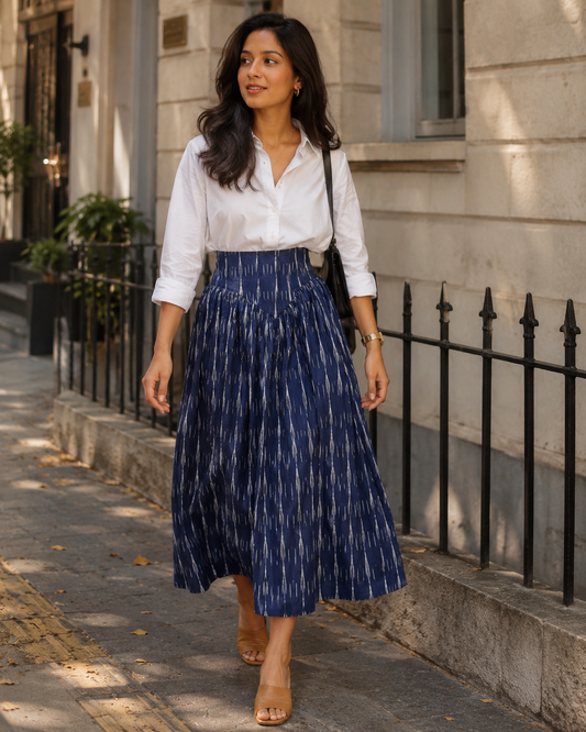 Blue Ikat Corset Skirt