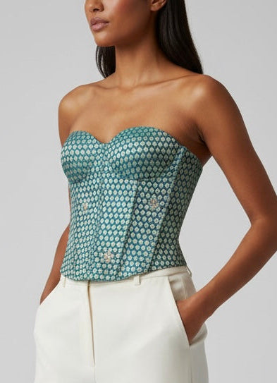 Turquoise Brocade Corset