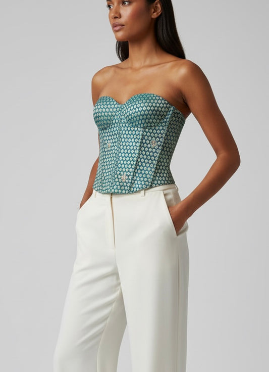 Turquoise Brocade Corset