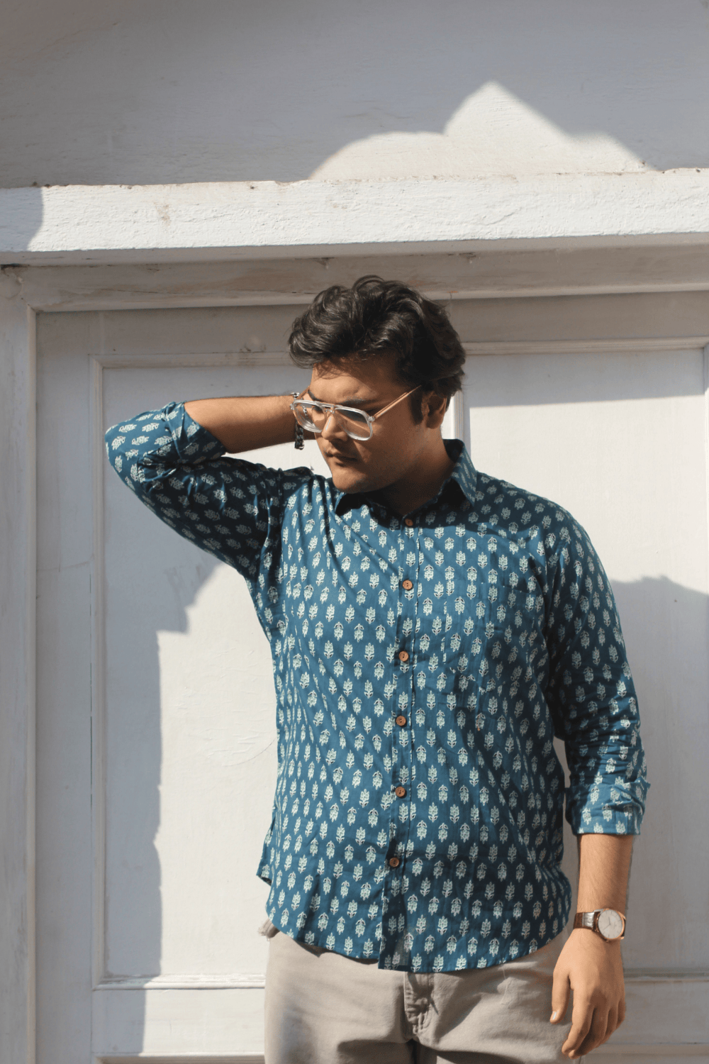 Handblock_Green_Buti_Shirt_-_right