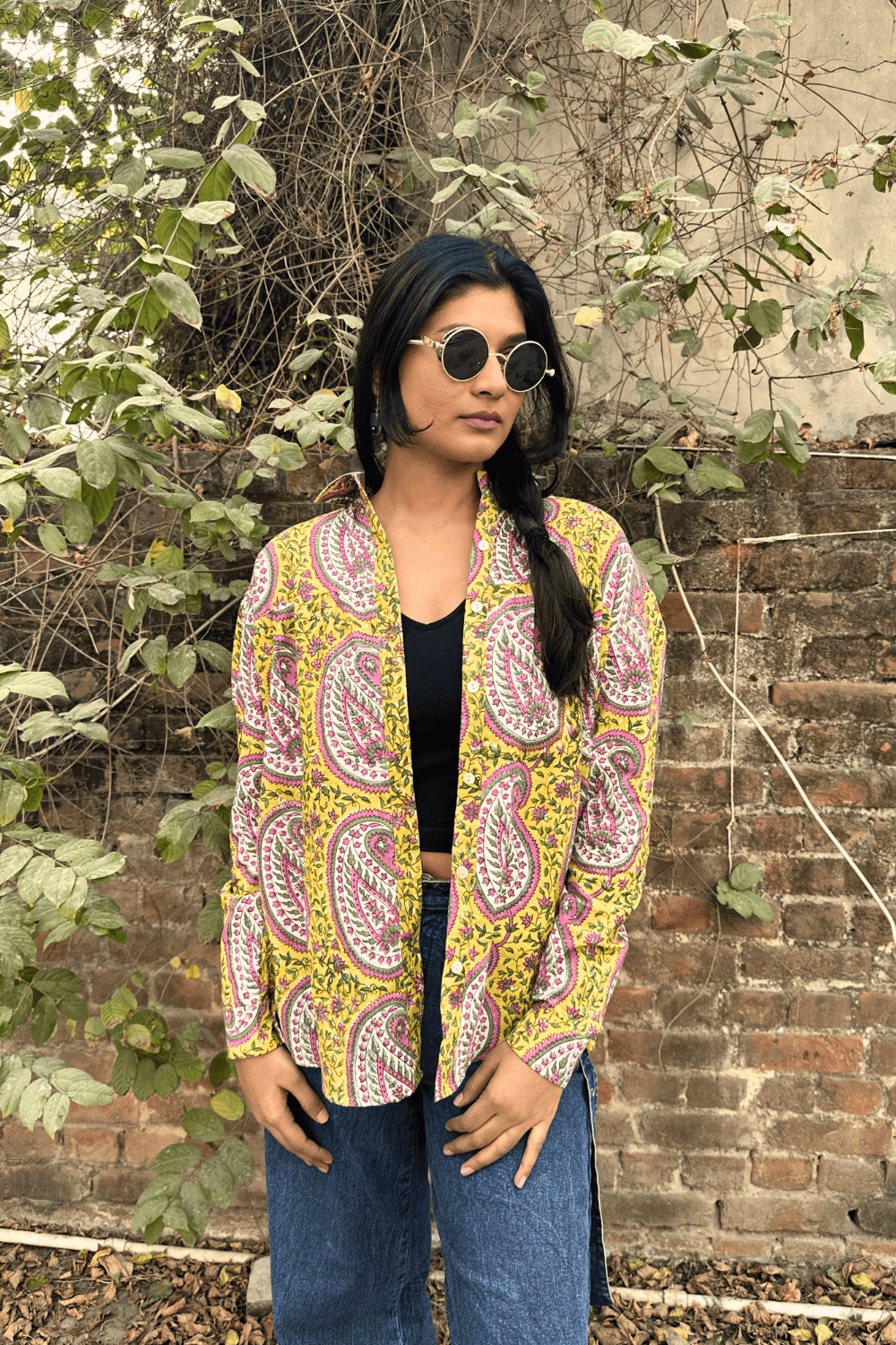 Handblock_Paisley_Pop_Oversized_Shirt_-_Left