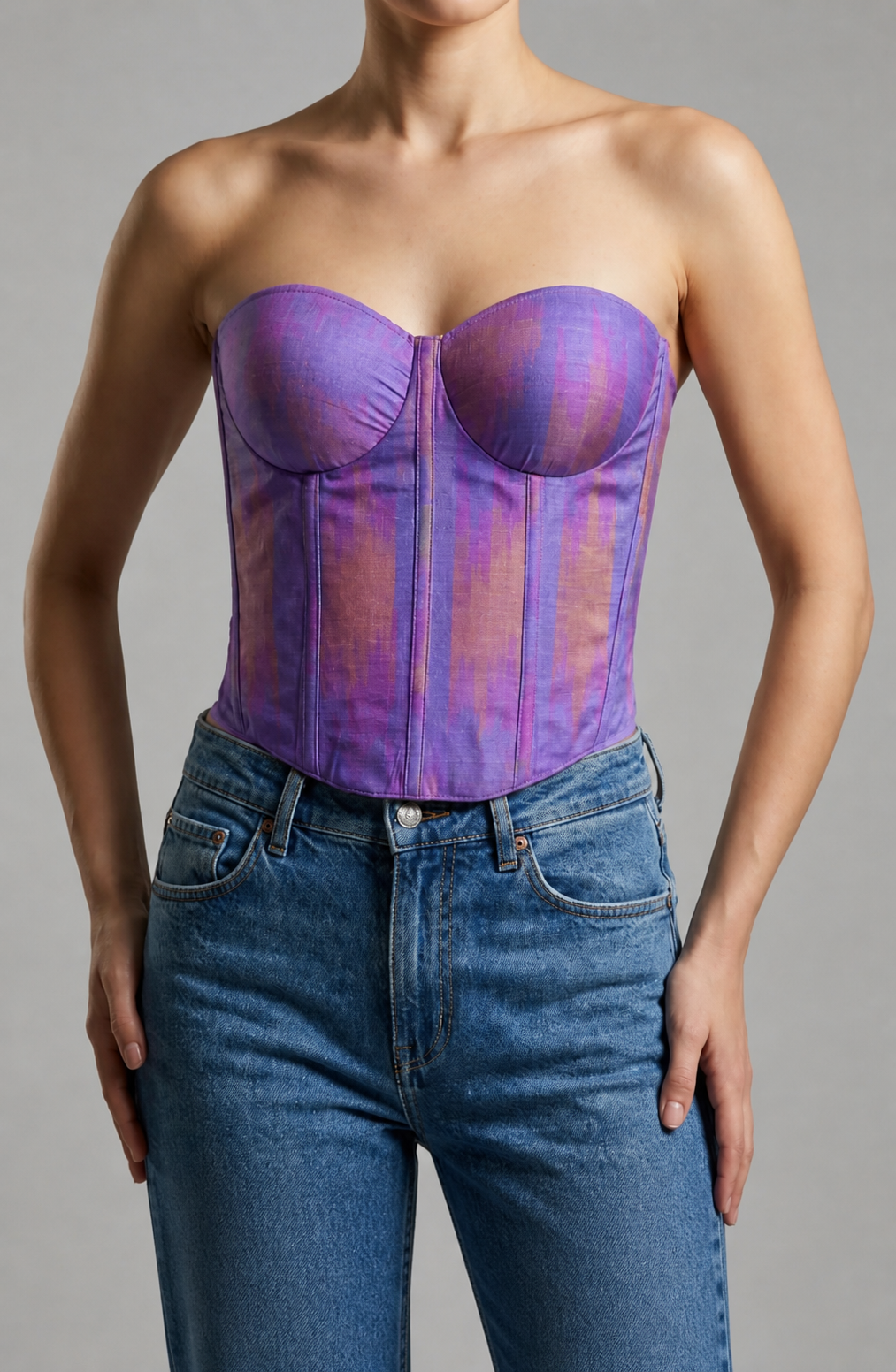 Purple Bhagalpuri Silk Corset