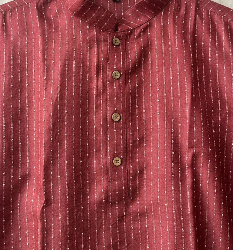 Maroon Bhagalpuri Silk Mens Kurta