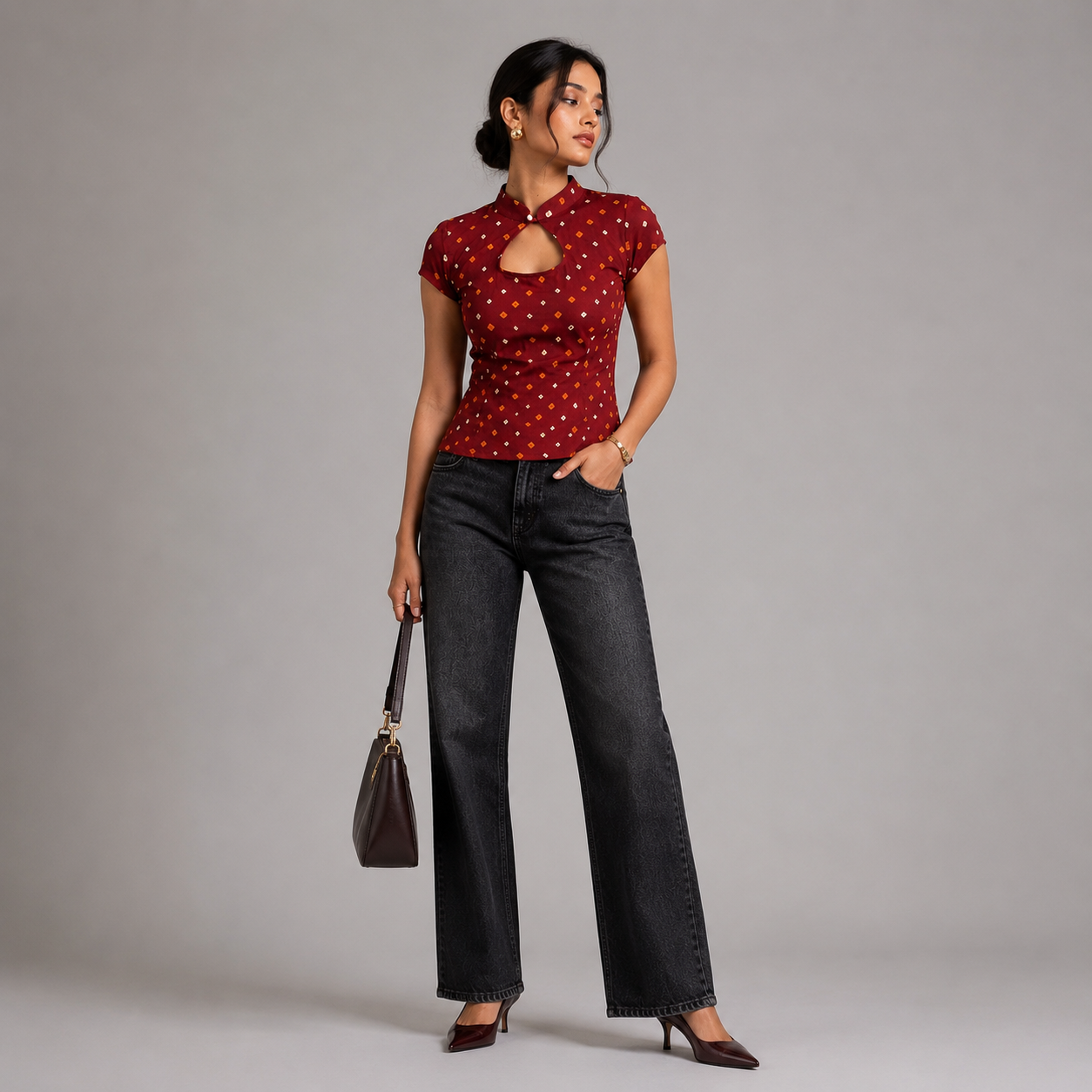 Red Bandhani Top