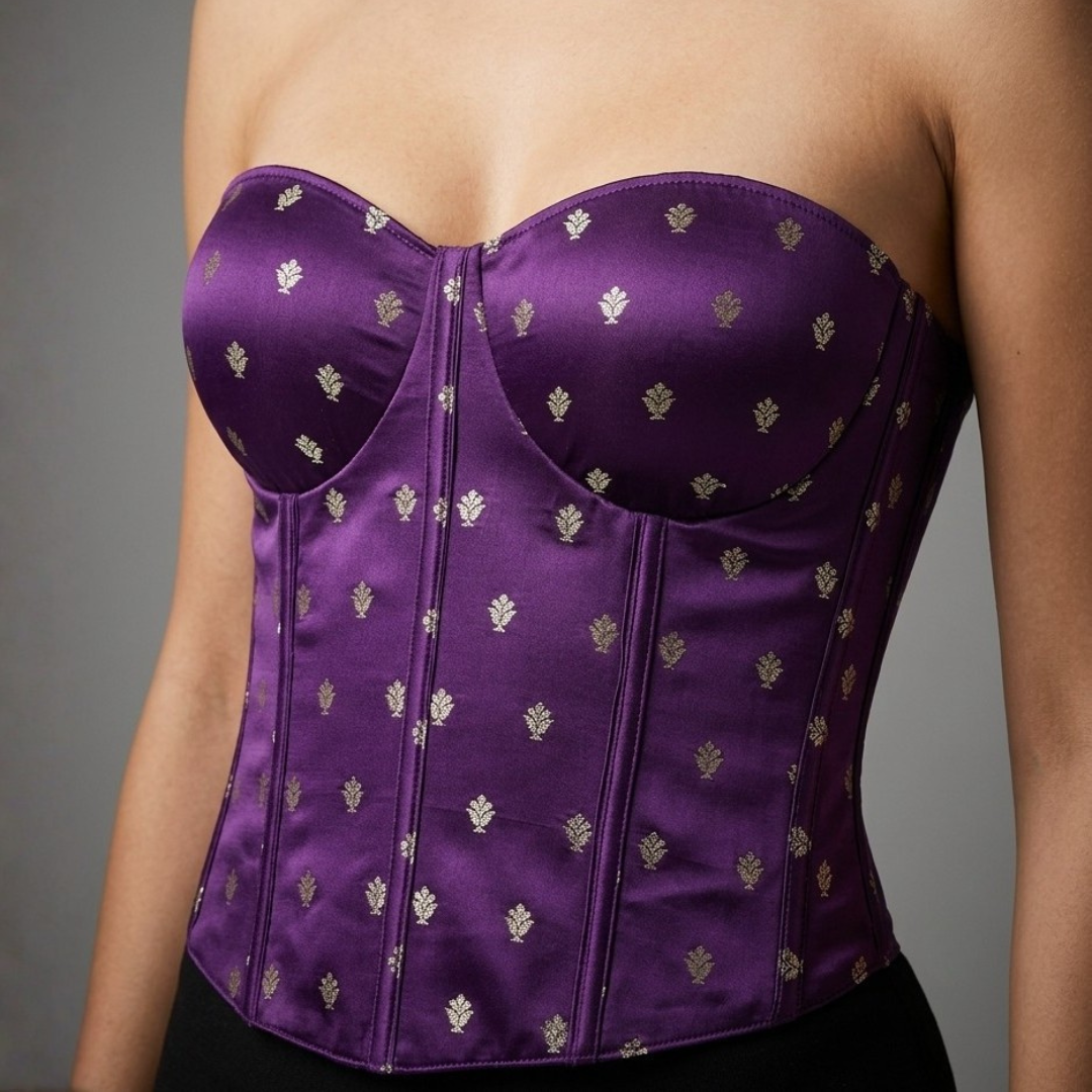 Purple brocade corset