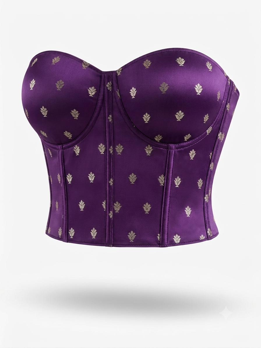 Purple brocade corset