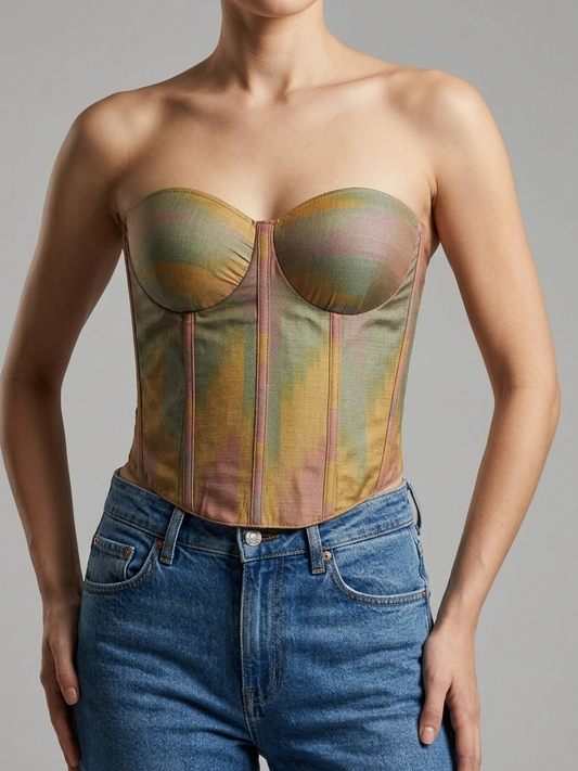 Olive Bhagalpuri Silk Corset