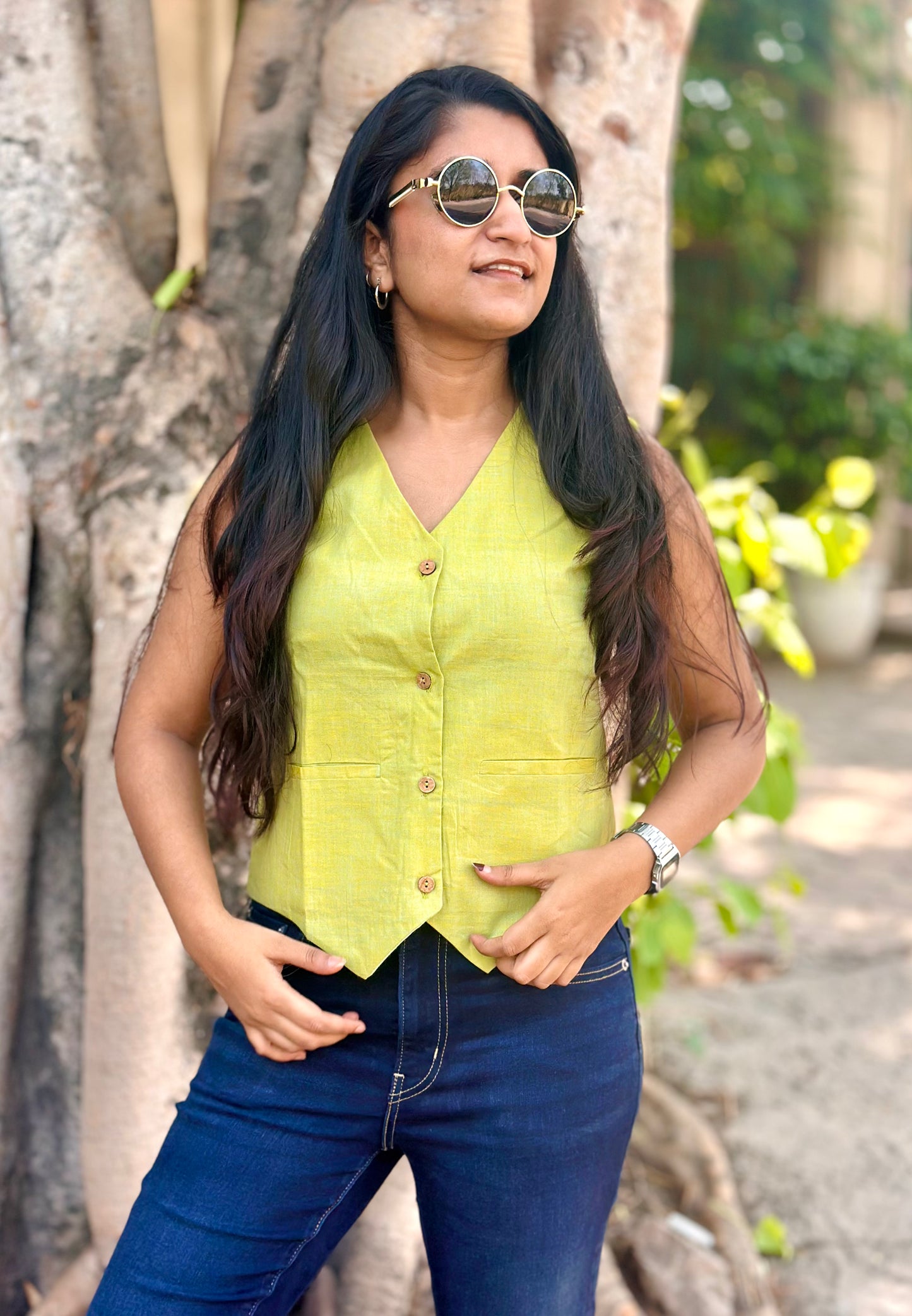 Limegreen Khadi Waistcoat