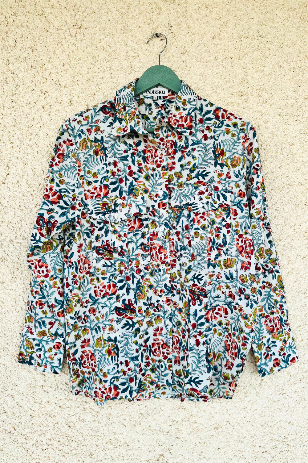 White floral oversized shirt