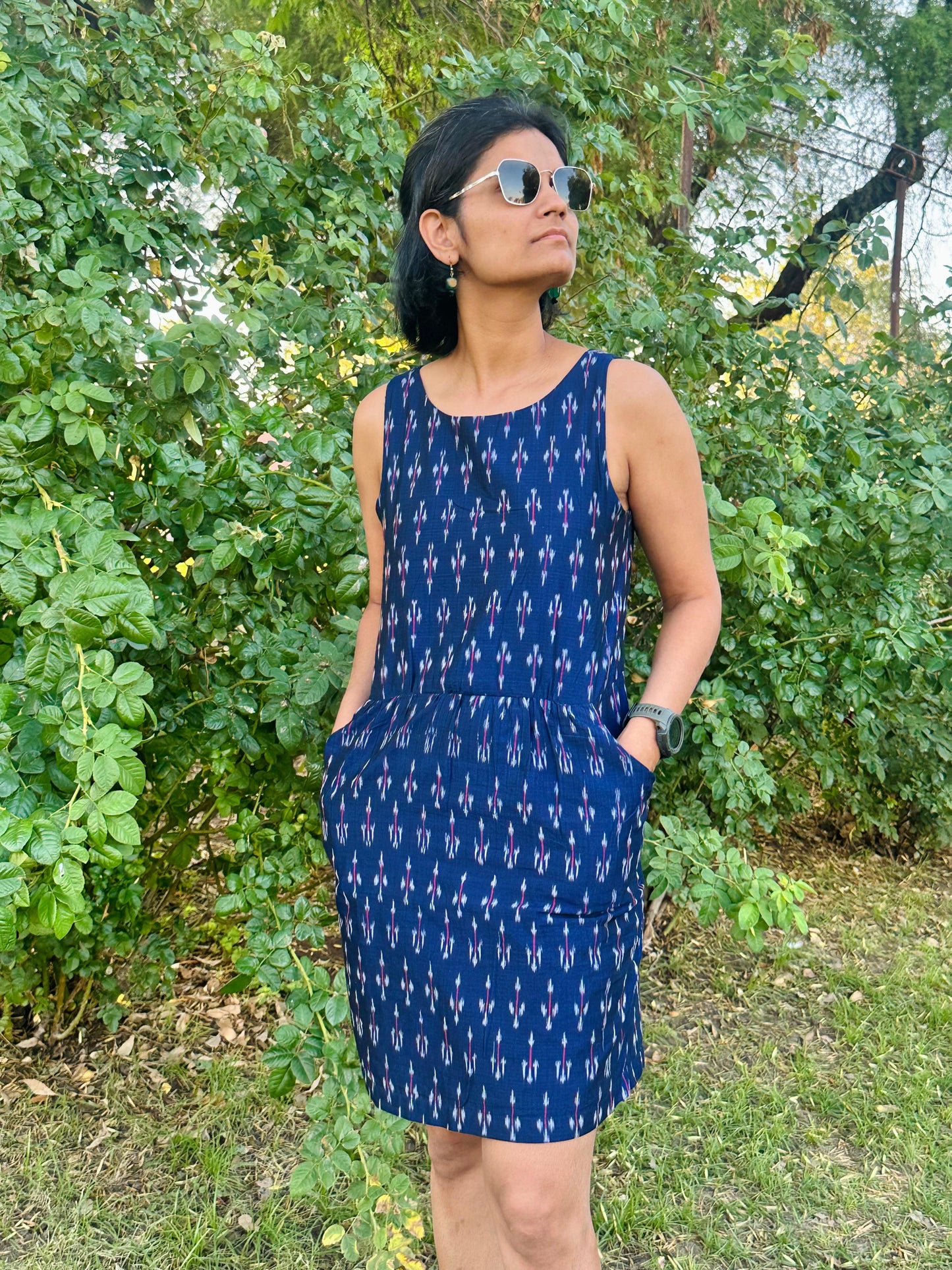 Blue Ikat Shift dress