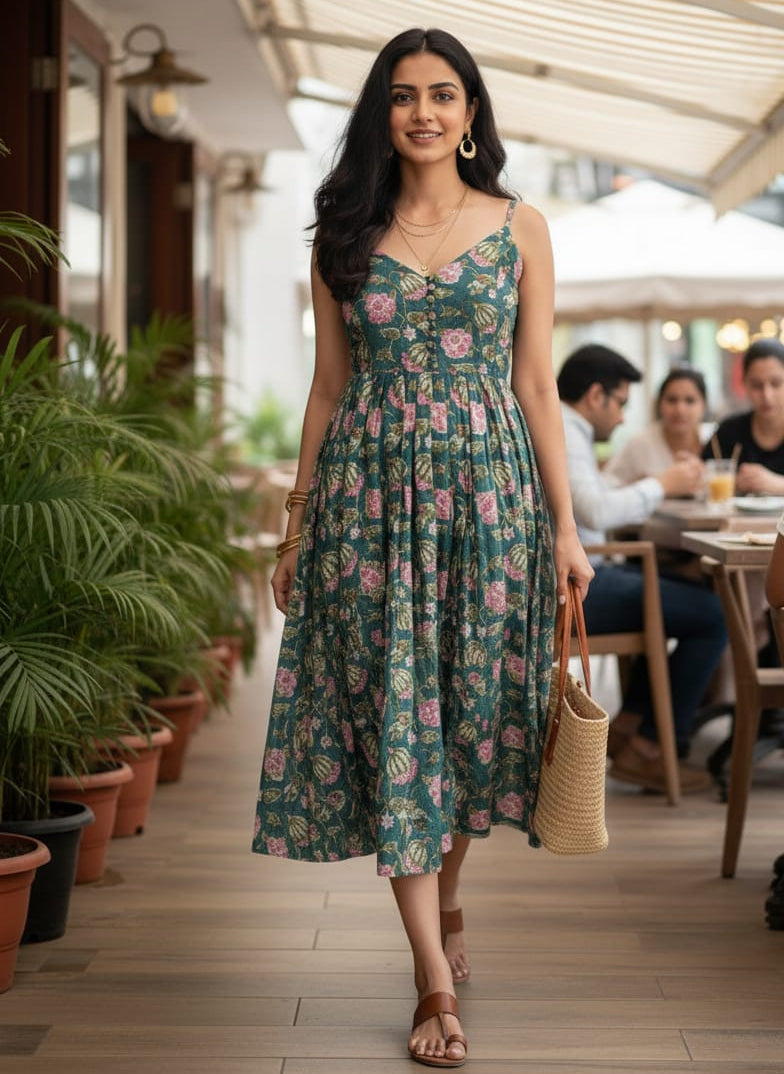 Gul Handblock slip dress