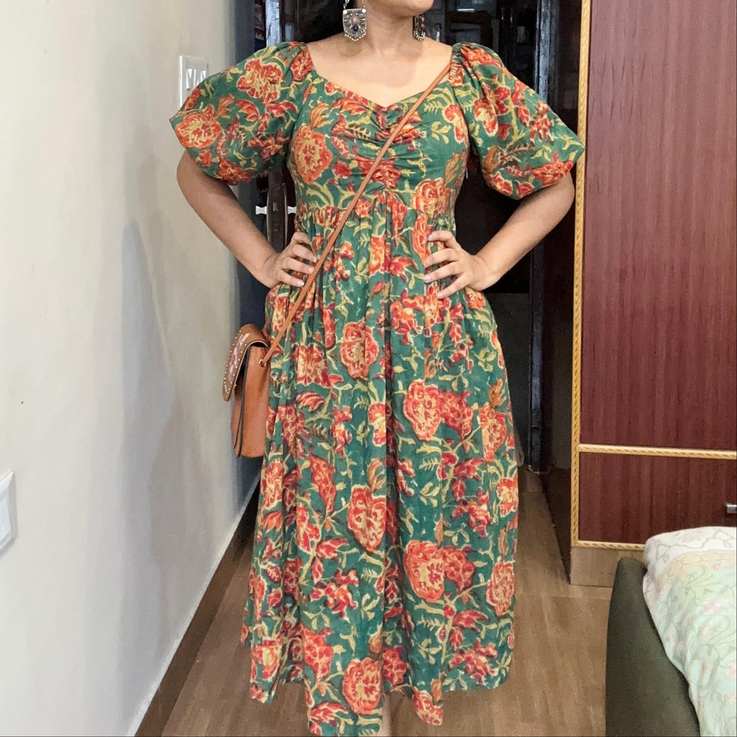 Green Sleeves handblock dress